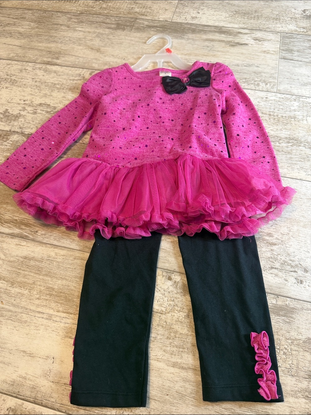 Swiggles Pink Tulle Tunic and Black Leggings Set